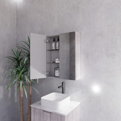RIVA GENEVA WHITE OAK FLUTED MIRROR CABINET 600X720MM