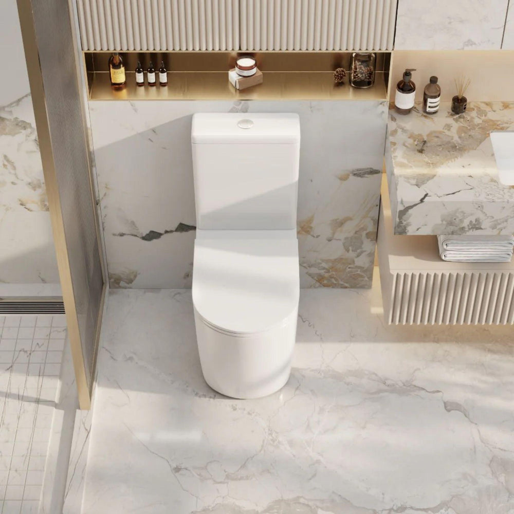 MERCIO WALTON QUIET RIMLESS AND TORNADO FLUSH BACK TO WALL TOILET SUITE GLOSS WHITE