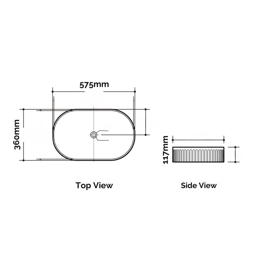 ORIO DERBY FLUTED ABOVE COUNTER BASIN GLOSS WHITE 575MM