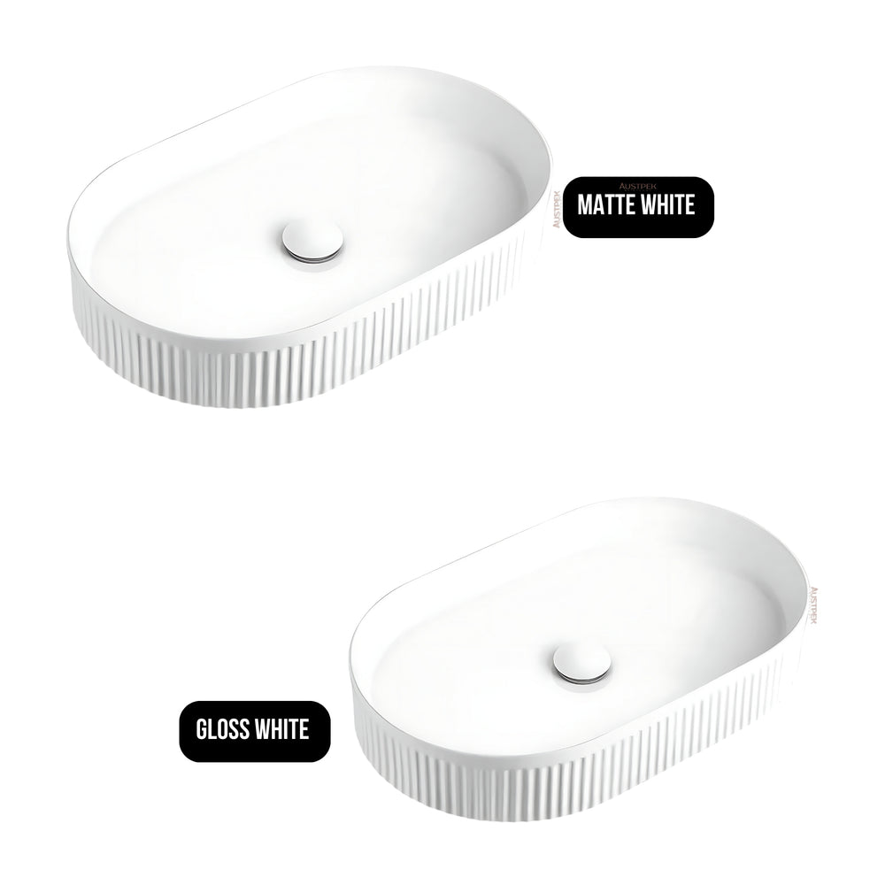ORIO DERBY FLUTED ABOVE COUNTER BASIN GLOSS WHITE 575MM