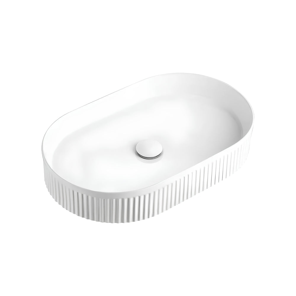 ORIO DERBY FLUTED ABOVE COUNTER BASIN GLOSS WHITE 575MM