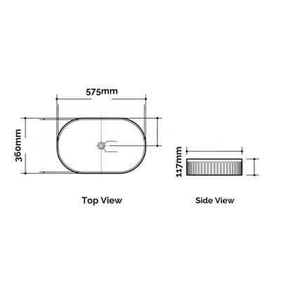 ORIO DERBY FLUTED ABOVE COUNTER BASIN MATTE WHITE 575MM