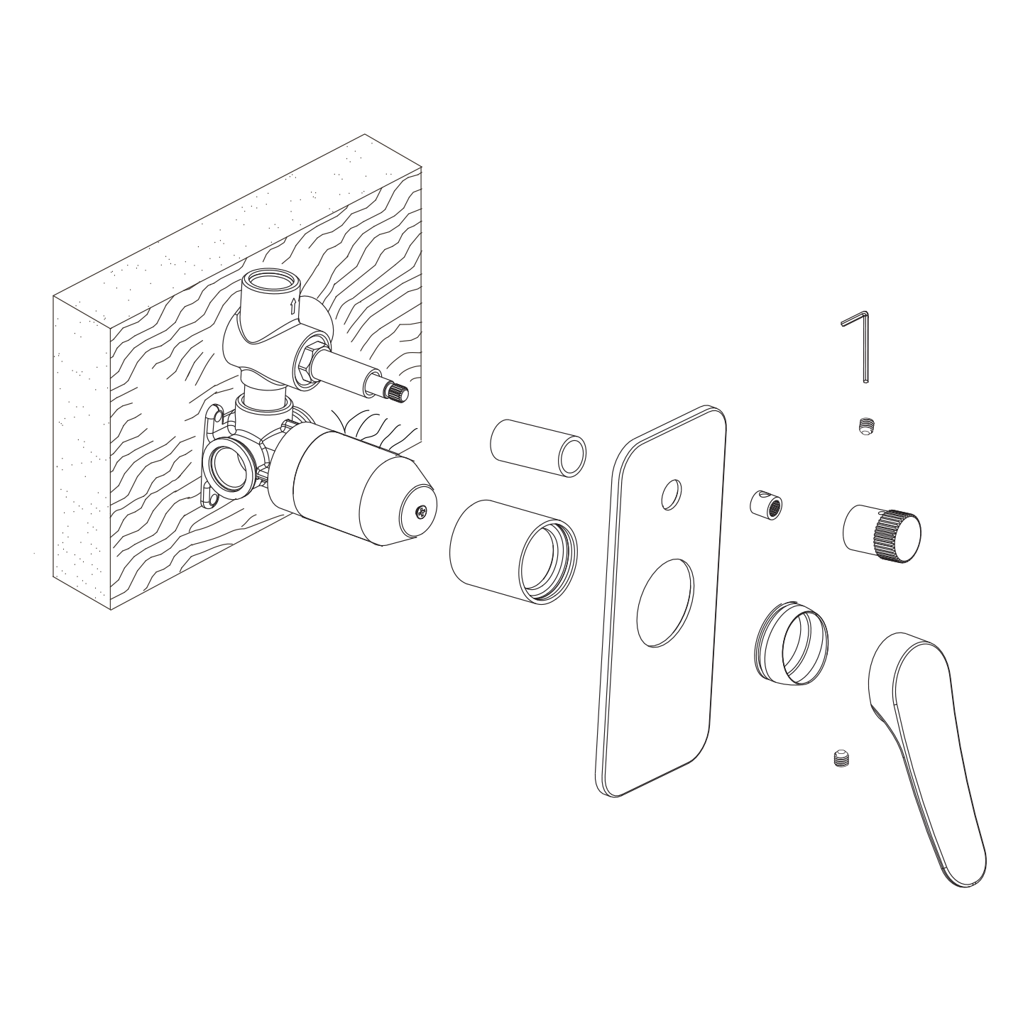 OLIVERI VERONA WALL MIXER WITH DIVERTER 180MM BRUSHED NICKEL