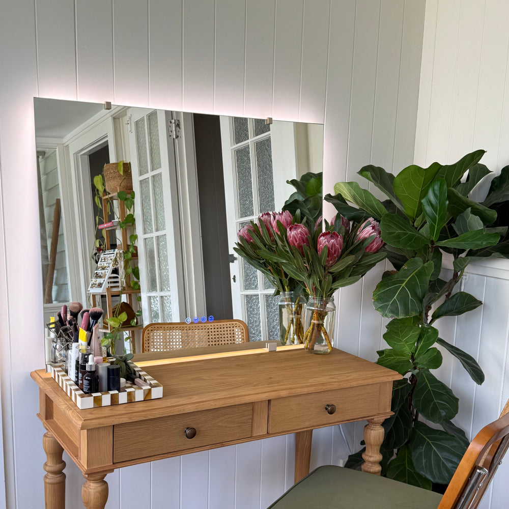 LUNARGLOW AURA RECTANGULAR 3 COLOUR LIGHTS FRAMELESS LED MIRROR 900X700MM