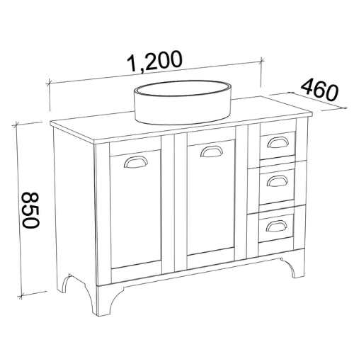TIMBERLINE WINDSOR CUSTOM FLOOR STANDING VANITY (ALL SIZING)