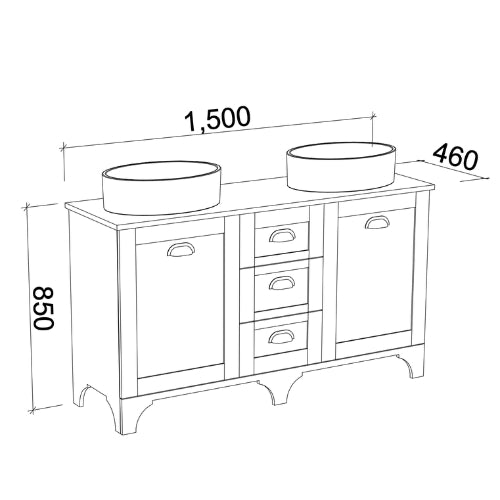 TIMBERLINE WINDSOR CUSTOM FLOOR STANDING VANITY (ALL SIZING)