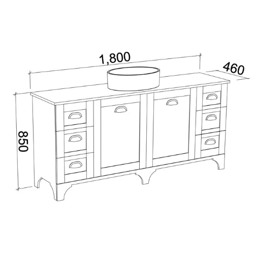 TIMBERLINE WINDSOR CUSTOM FLOOR STANDING VANITY (ALL SIZING)