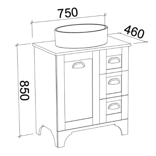 TIMBERLINE WINDSOR CUSTOM FLOOR STANDING VANITY (ALL SIZING)