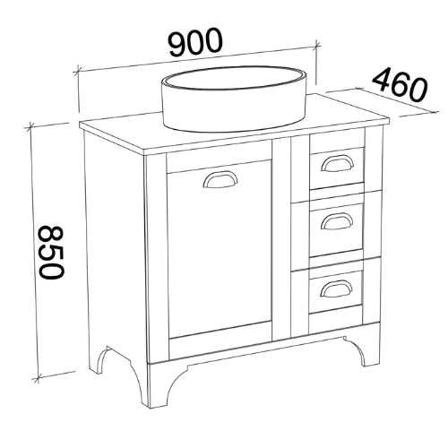TIMBERLINE WINDSOR CUSTOM FLOOR STANDING VANITY (ALL SIZING)