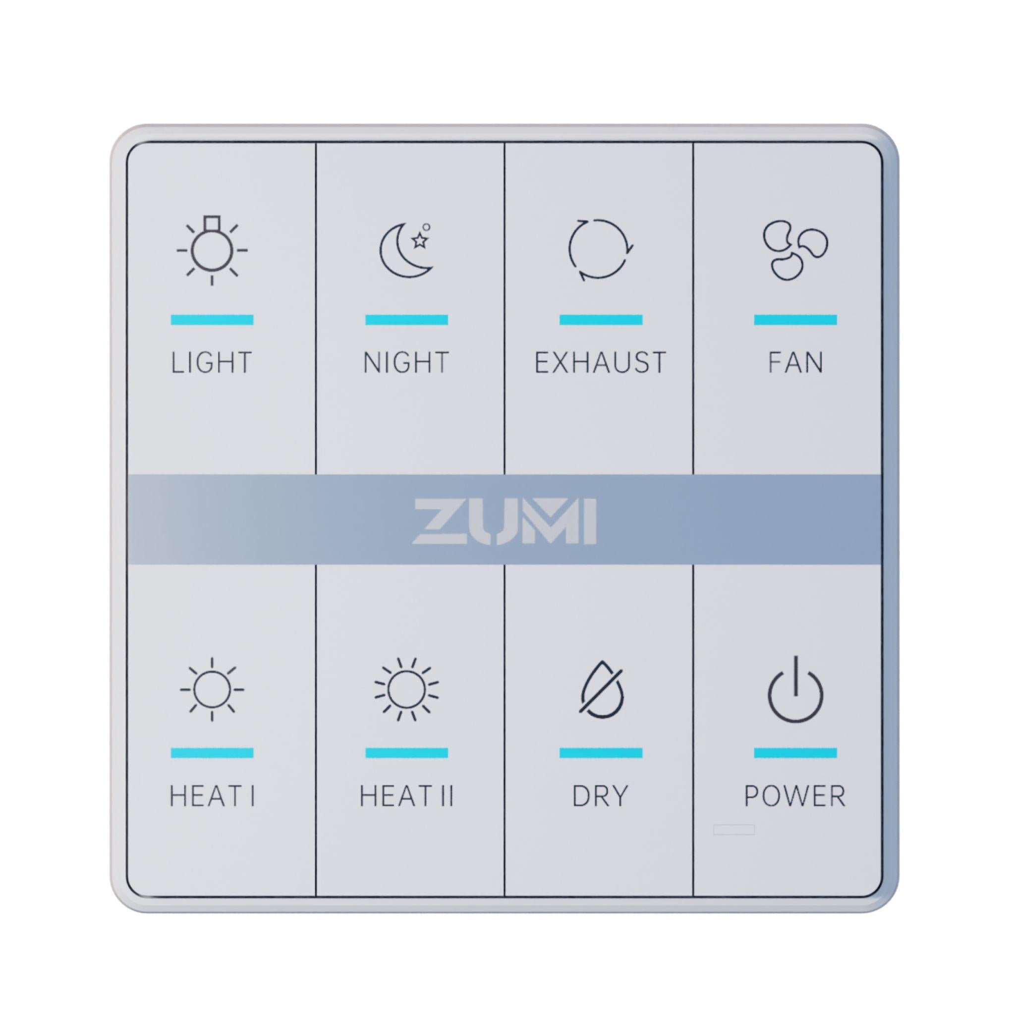 ZUMI REMO 3-IN-1 BATHROOM VENTILATION FAN AND HEATER WITH LED LIGHTS &amp; EXHAUST FAN WHITE 600MM