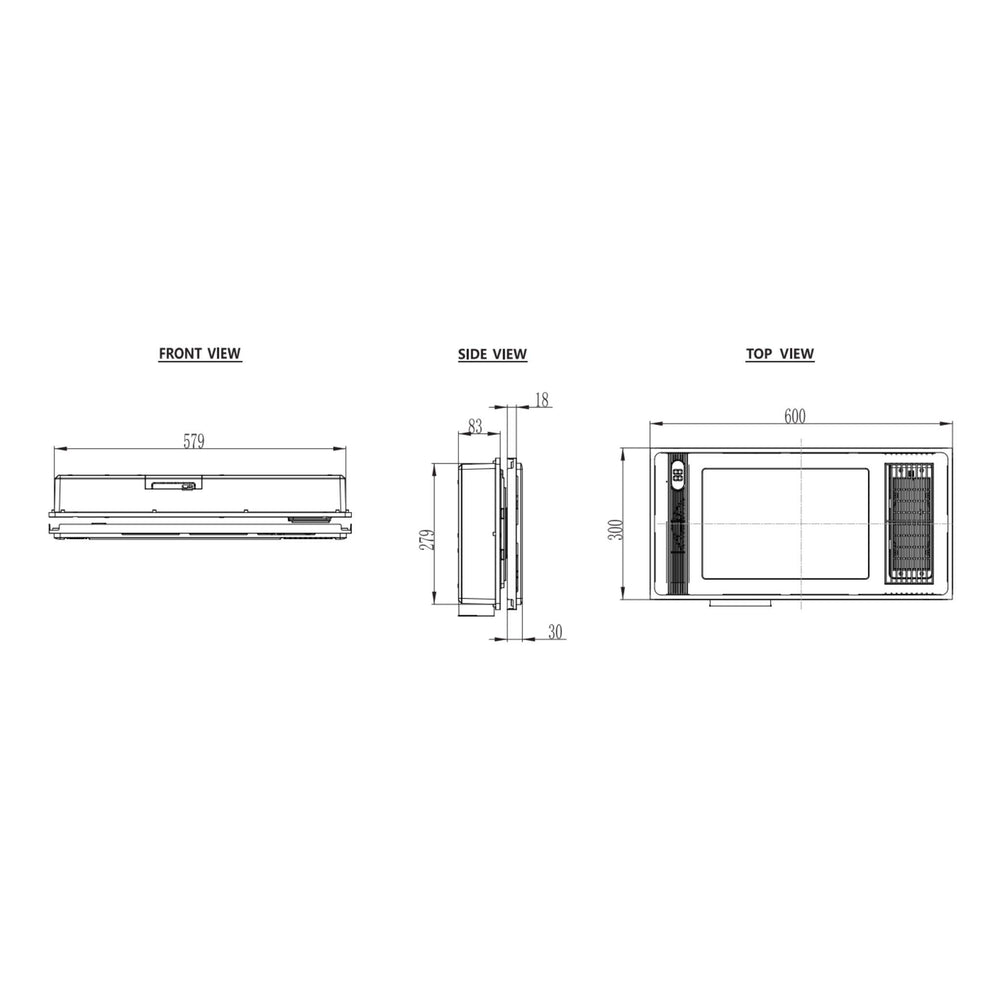 ZUMI REMO 4-IN-1 BATHROOM VENTILATION FAN AND HEATER WITH LED LIGHTS, EXHAUST FAN, FRESH AIR BLOW & FRESH AIR FLOW WHITE 600MM