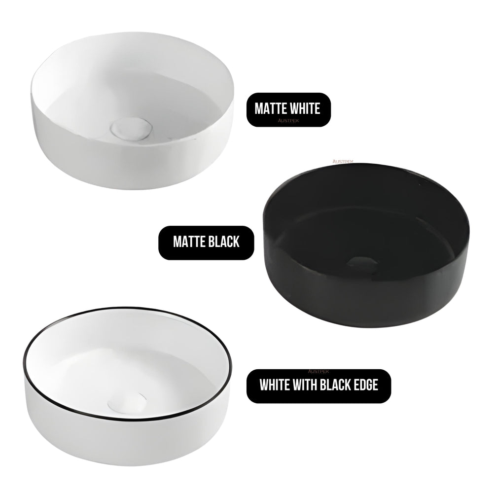 AULIC DOVE BASIN WHITE WITH BLACK EDGE 360MM