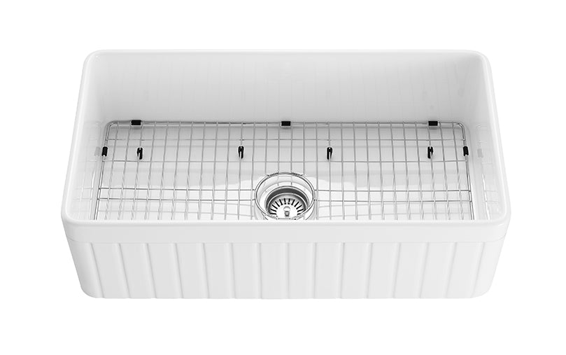 CETO GREENWICH SINGLE BOWL FIRECLAY KITCHEN SINK GLOSS WHITE 828MM