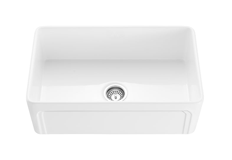 CETO KENSINGTON SINGLE BOWL FIRECLAY KITCHEN SINK GLOSS WHITE 758MM