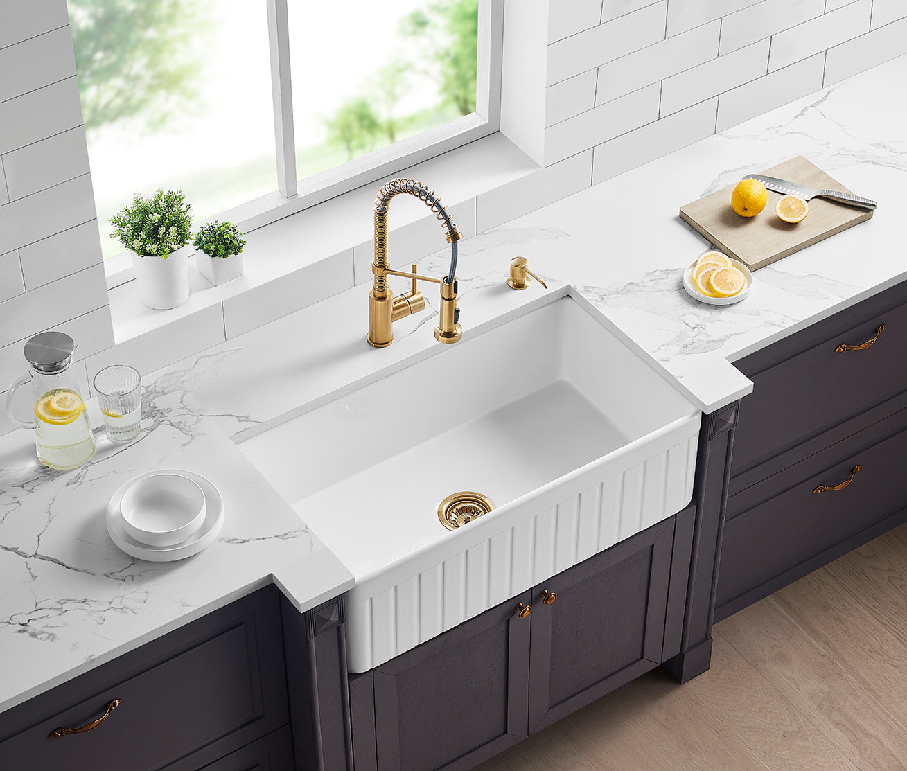 CETO GREENWICH SINGLE BOWL FIRECLAY KITCHEN SINK GLOSS WHITE 828MM