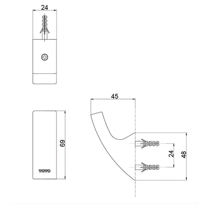 TOTO G SELECTION ROBE HOOK BRUSHED NICKEL
