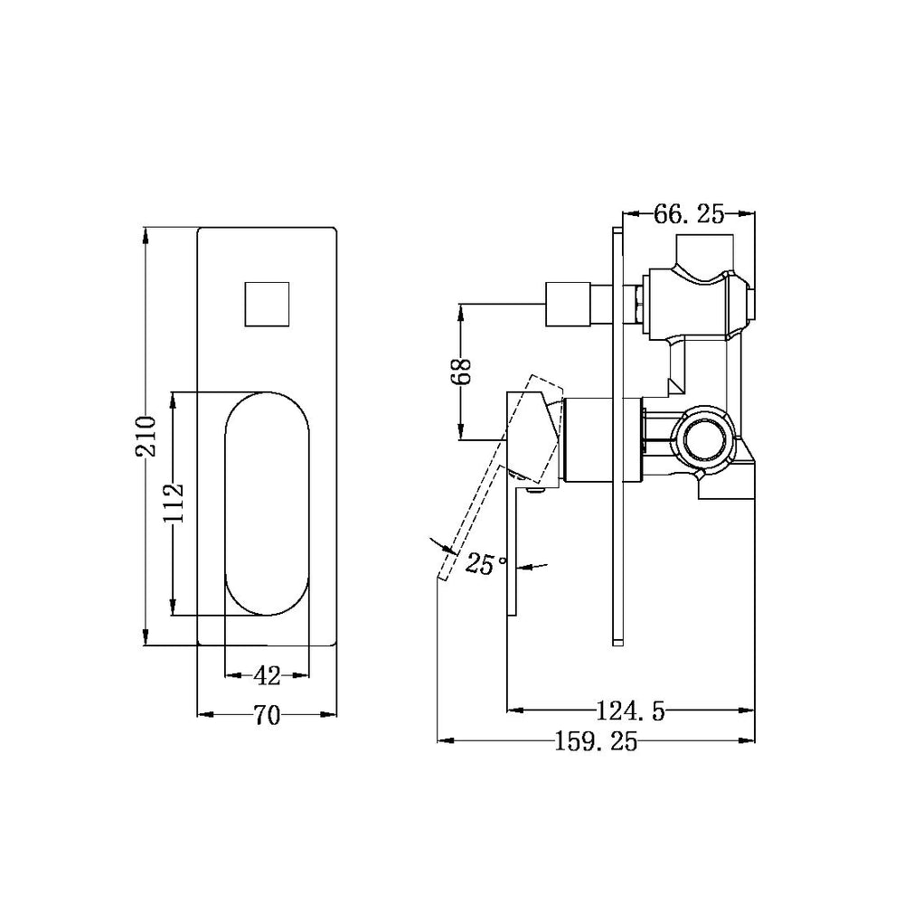 NERO ECCO SHOWER MIXER WITH DIVERTER 210MM GUN METAL