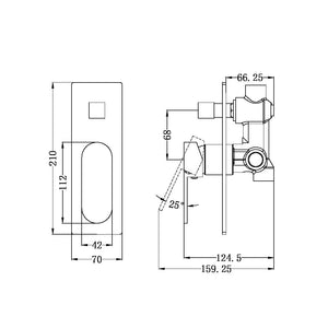 NERO ECCO SHOWER MIXER WITH DIVERTER 210MM MATTE BLACK