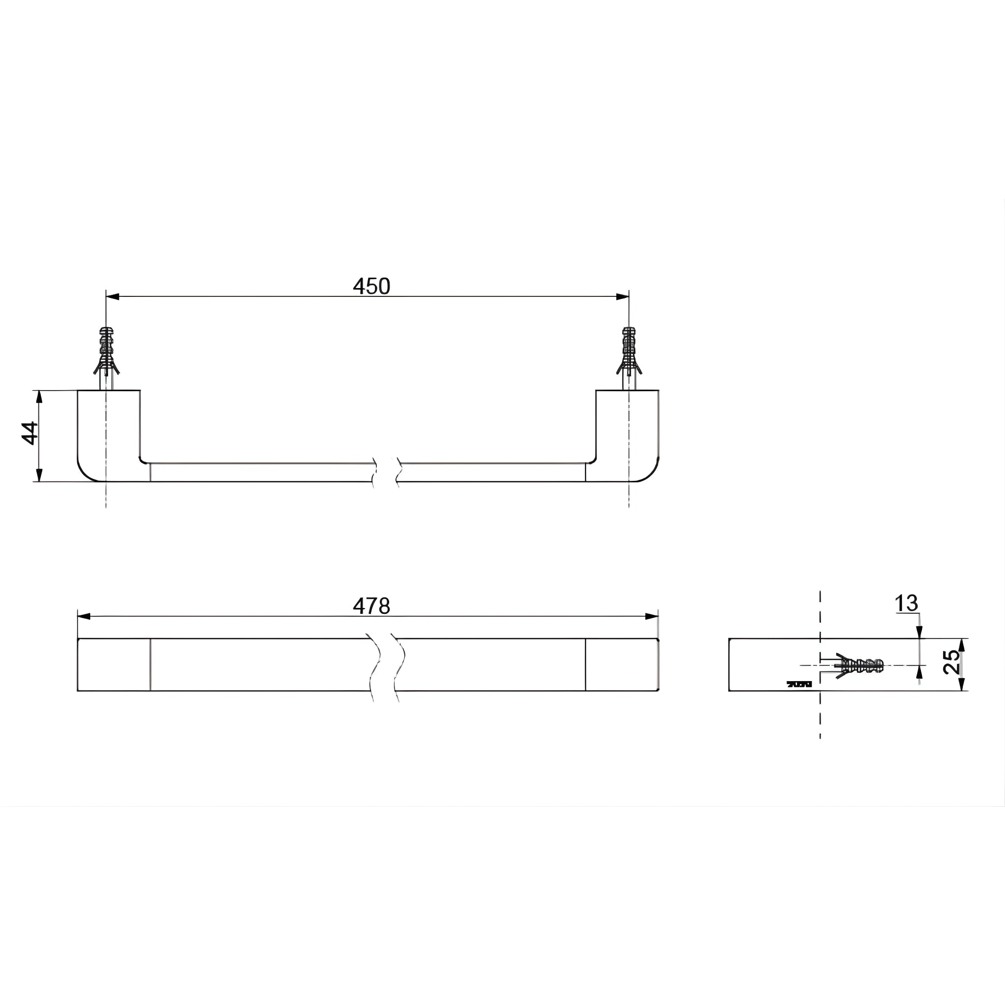 TOTO G SELECTION TOWEL BAR BRUSHED NICKEL (AVAILABLE IN 478MM AND 628MM)