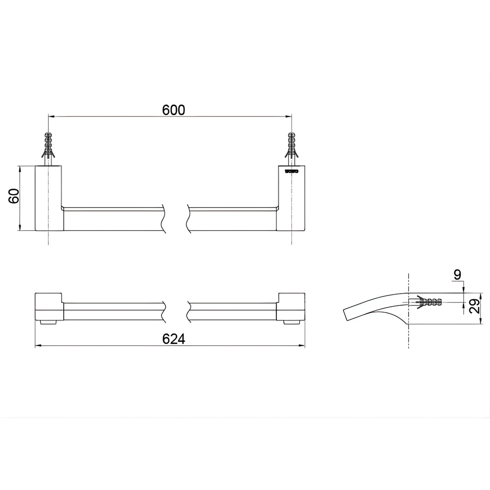 TOTO G SELECTION TOWEL BAR BRUSHED NICKEL (AVAILABLE IN 474MM AND 624MM)