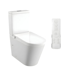 ZUMI ZERO RIMLESS BACK-TO-WALL TOILET AND SMART BIDET SEAT W/ REMOTE CONTROL PACKAGE D-SHAPE WHITE