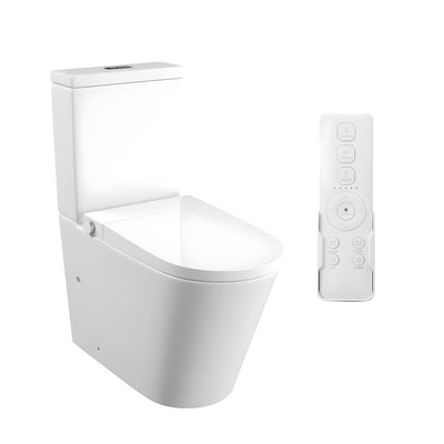 ZUMI ZERO RIMLESS BACK-TO-WALL TOILET AND SMART BIDET SEAT W/ REMOTE CONTROL PACKAGE D-SHAPE WHITE