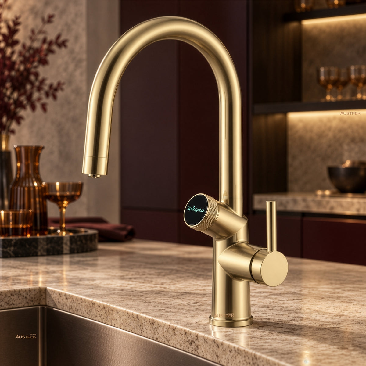 ZUMI SPRINGWHAT 6-IN-1 SMART WATER TAP 439MM BRUSHED GOLD