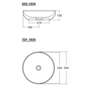 ZUMI BACINO ABOVE COUNTER BASIN MATTE WHITE 365MM