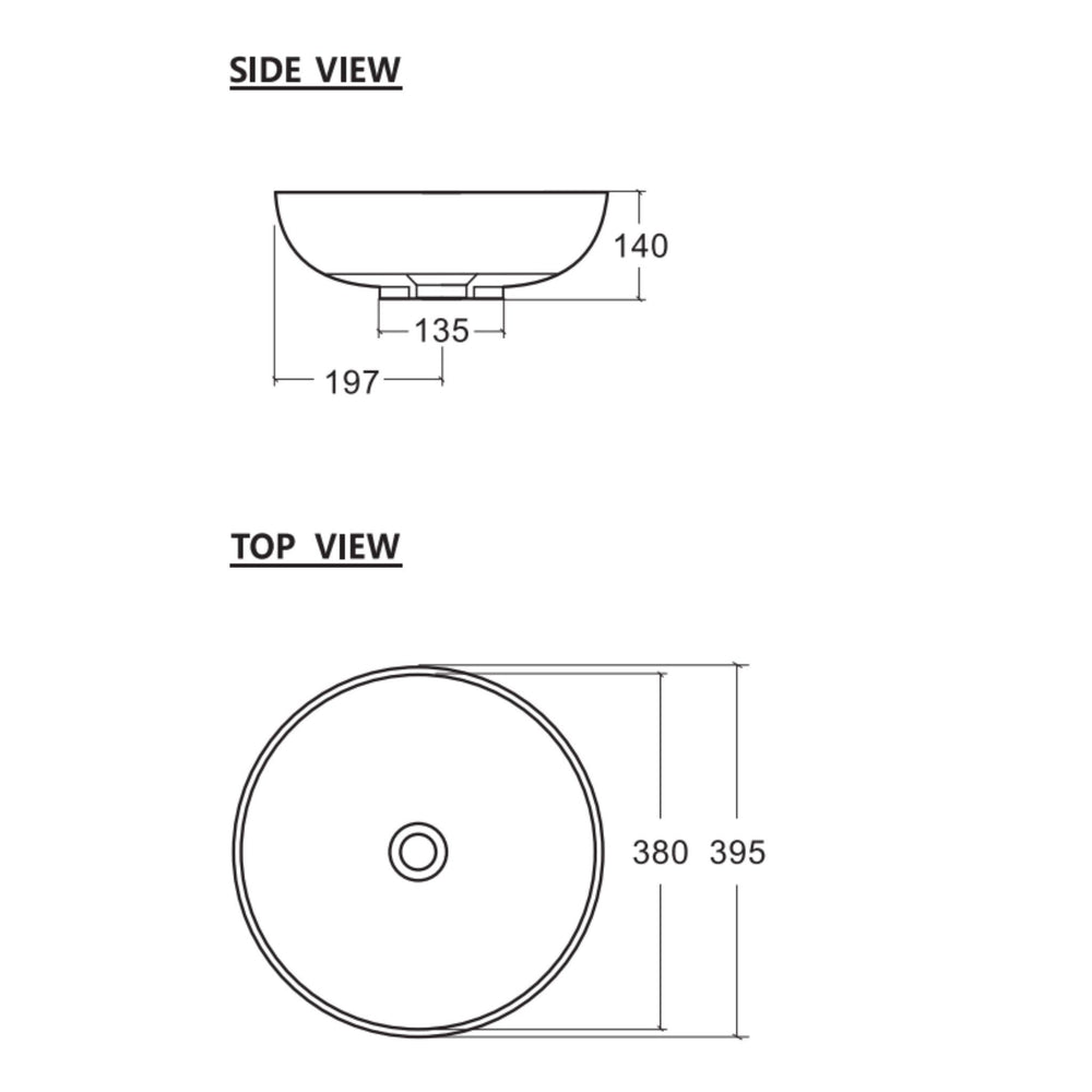 ZUMI RONDA ABOVE COUNTER BASIN MATTE WHITE 395MM