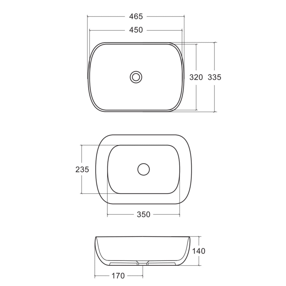 ZUMI BASAL ABOVE COUNTER BASIN GLOSS WHITE 465MM