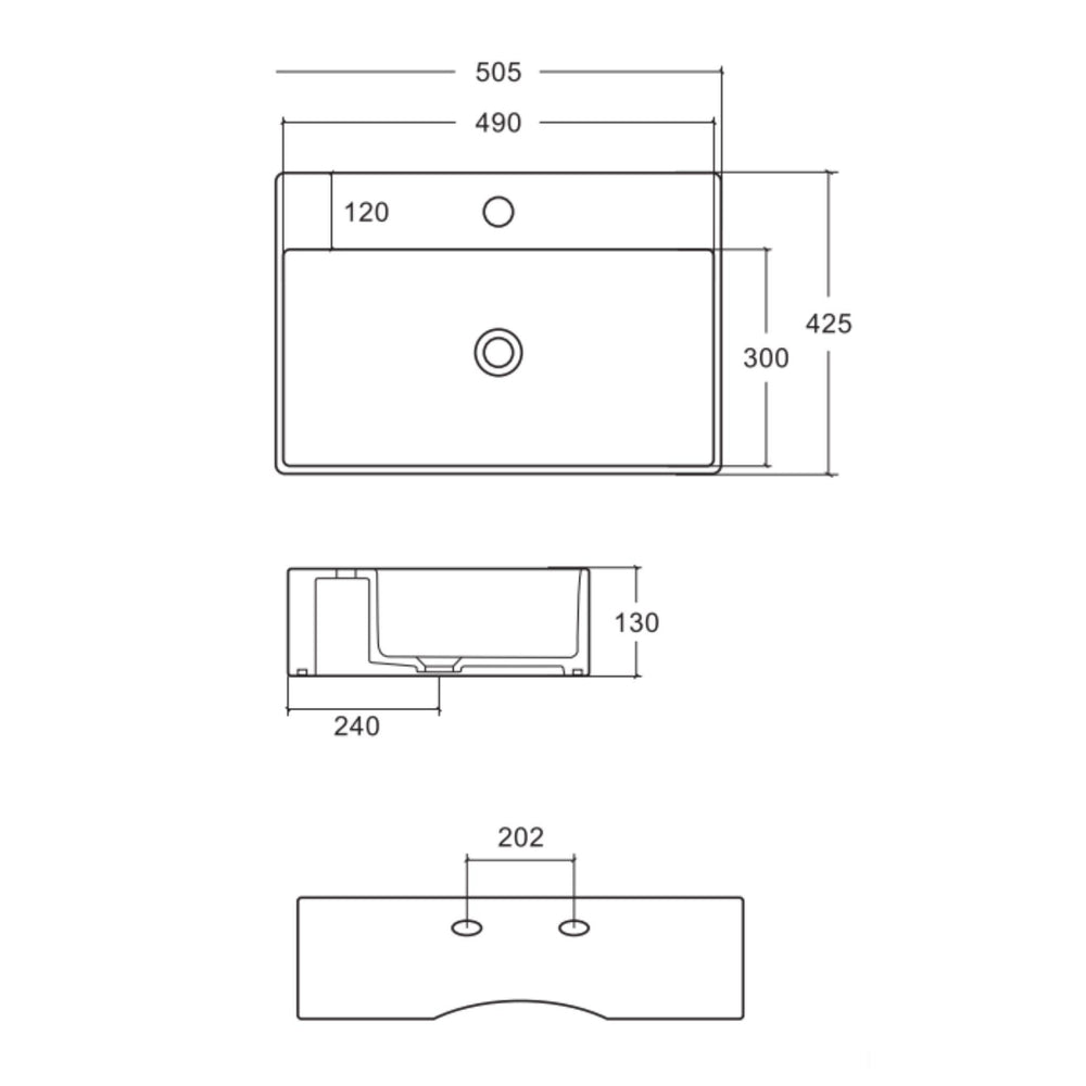 ZUMI SPRATO WALL HUNG BASIN GLOSS WHITE 505MM
