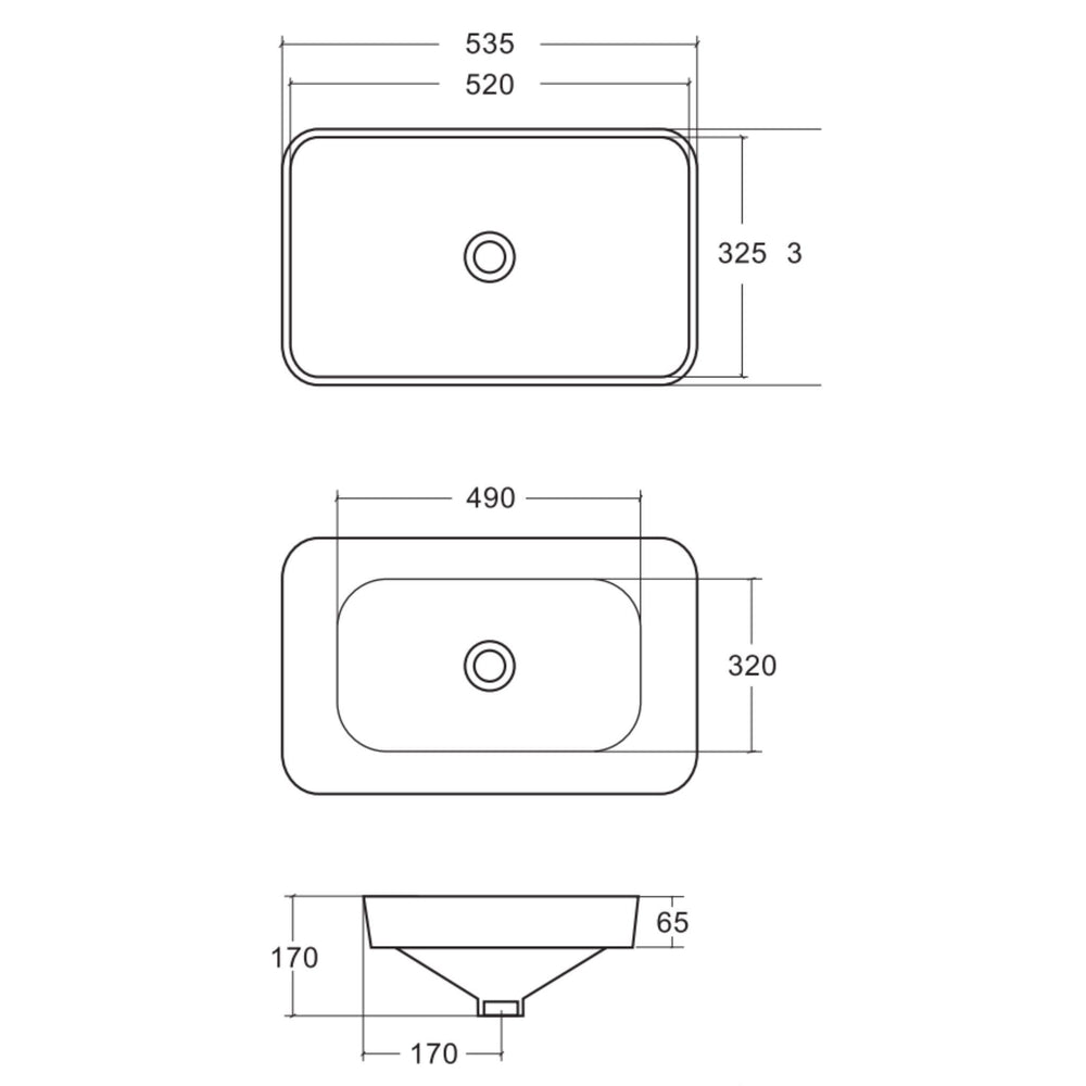 ZUMI GOCCIA SEMI-RECESSED AND DROP IN CERAMIC BASIN GLOSS WHITE 535MM
