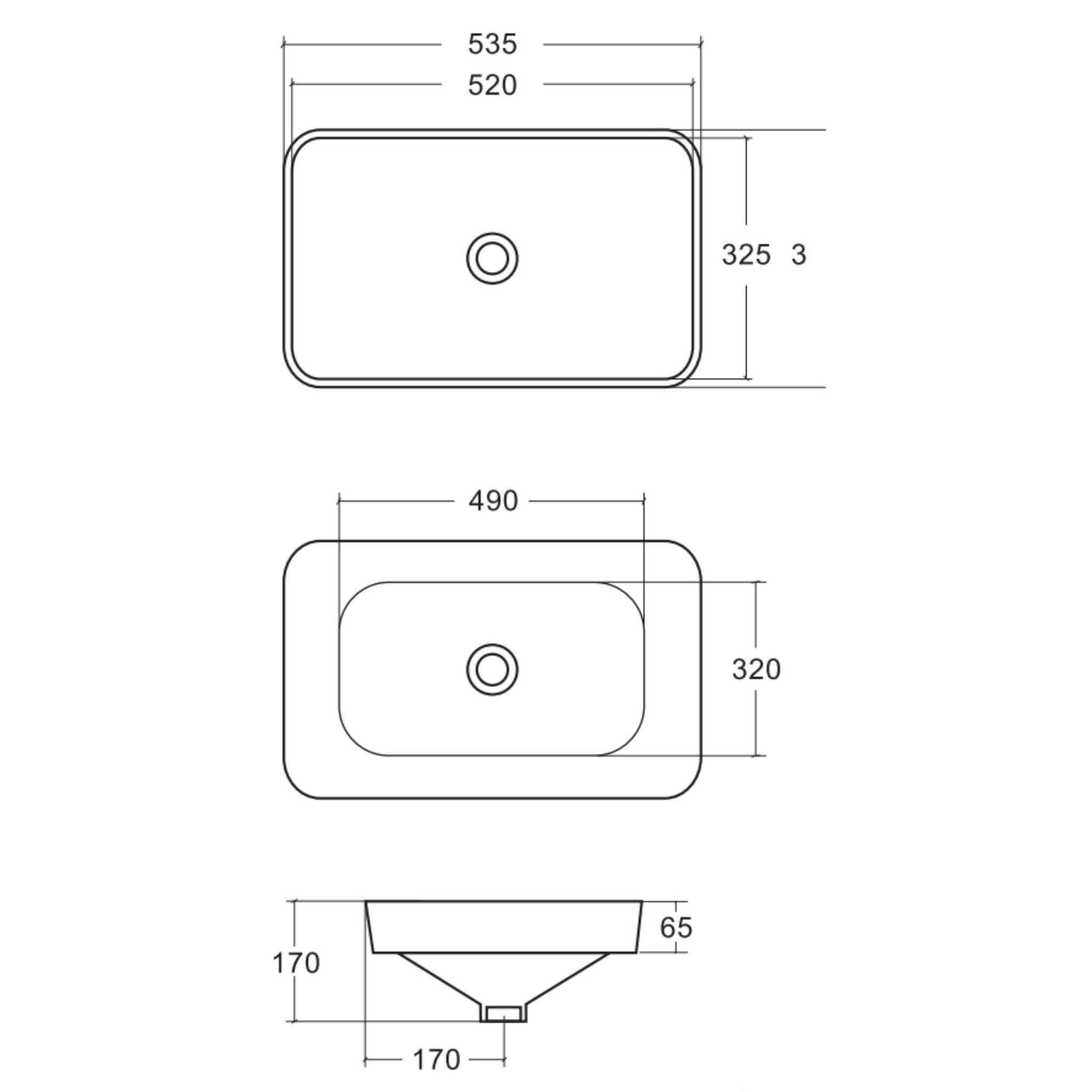 ZUMI GOCCIA SEMI-RECESSED AND DROP IN CERAMIC BASIN MATTE WHITE 535MM