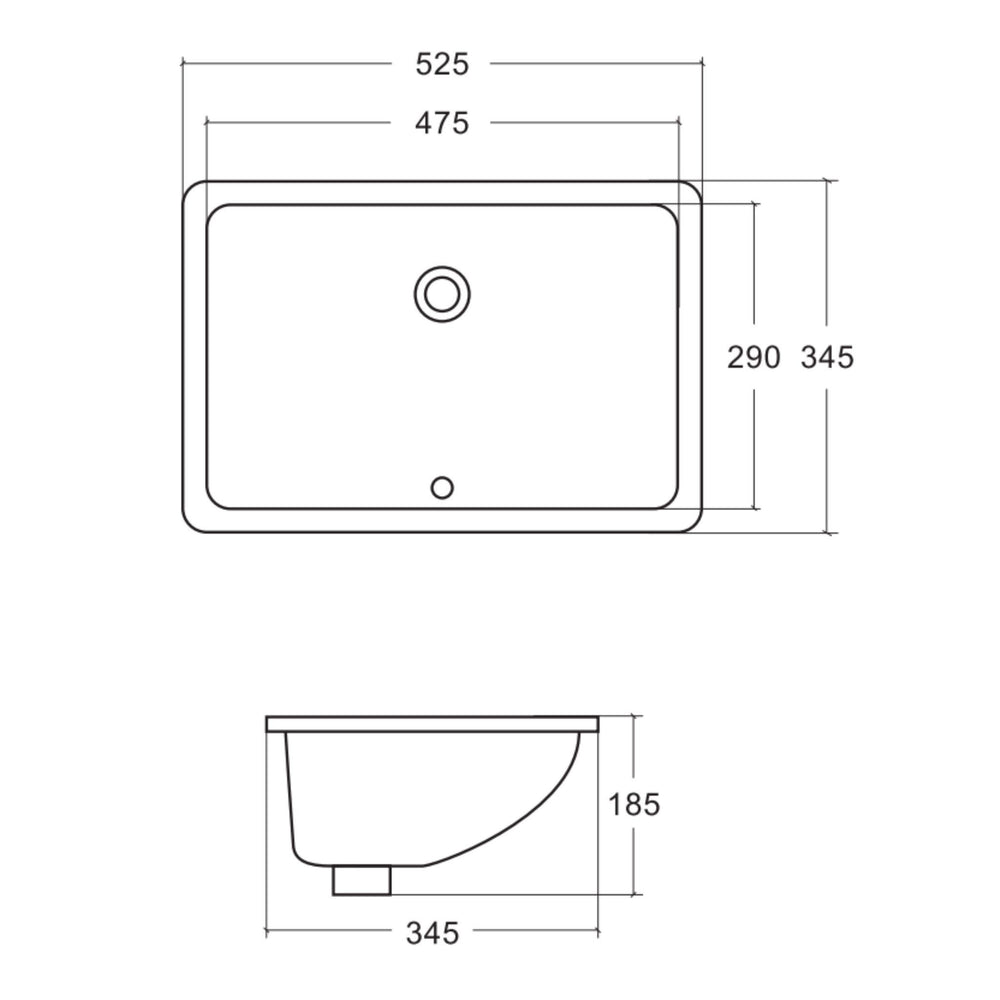 ZUMI SOTTO UNDER COUNTER BASIN GLOSS WHITE 525MM