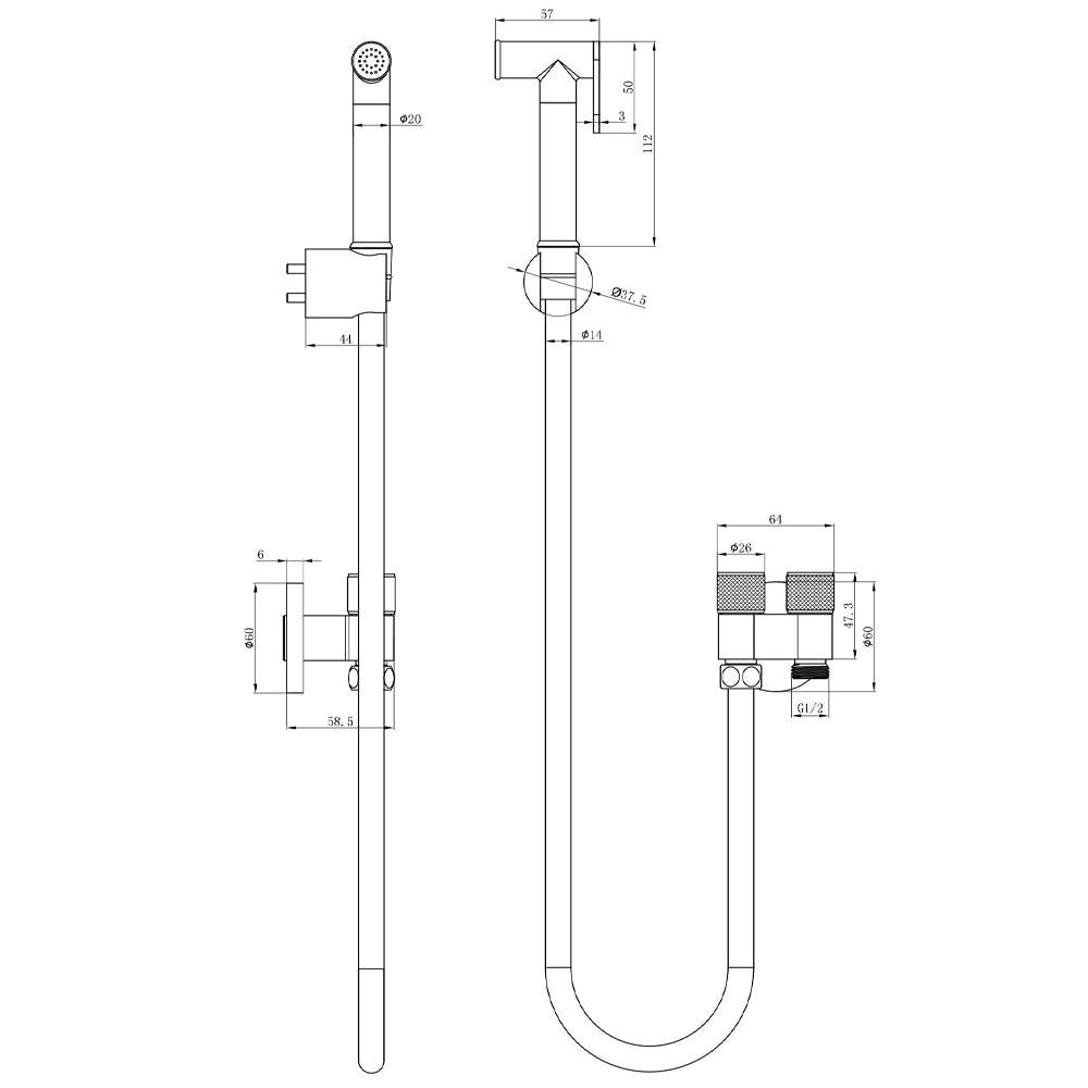 LINSOL ZARAH DUAL CONTROL BIDET/DOUCE SPRAY BRUSHED BRASS