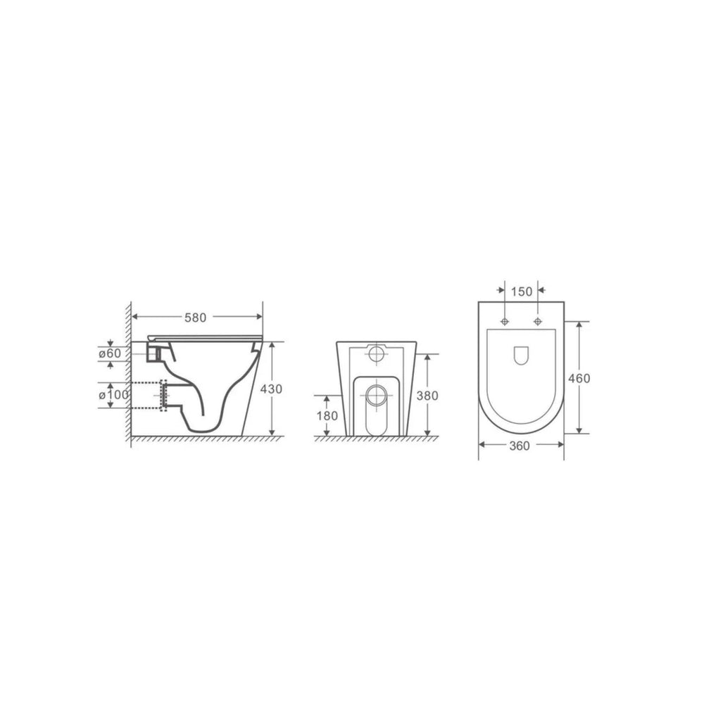 MERCIO ZARA99 RIMLESS WALL FACED FLOOR PAN GLOSS WHITE