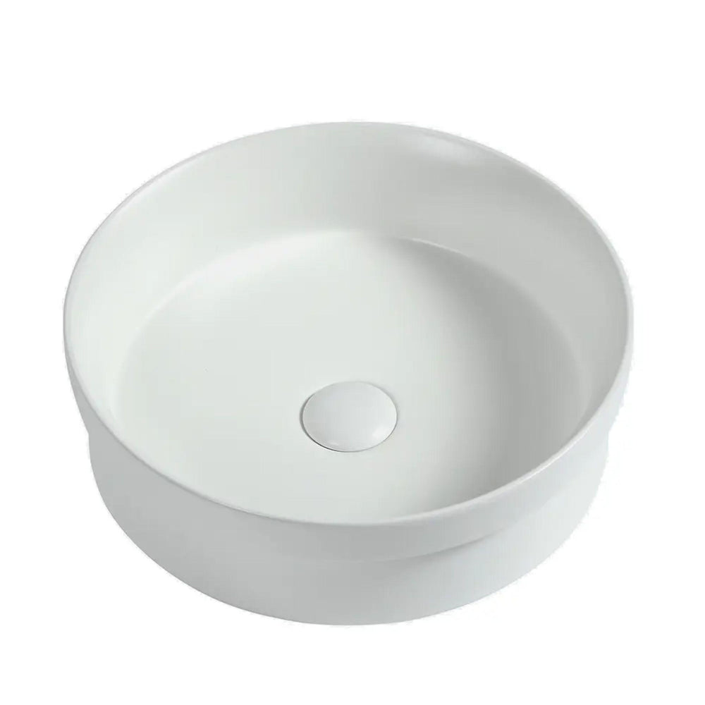 ZUMI LVIA SEMI-RECESSED AND DROP-IN CERAMIC BASIN GLOSS WHITE 400MM