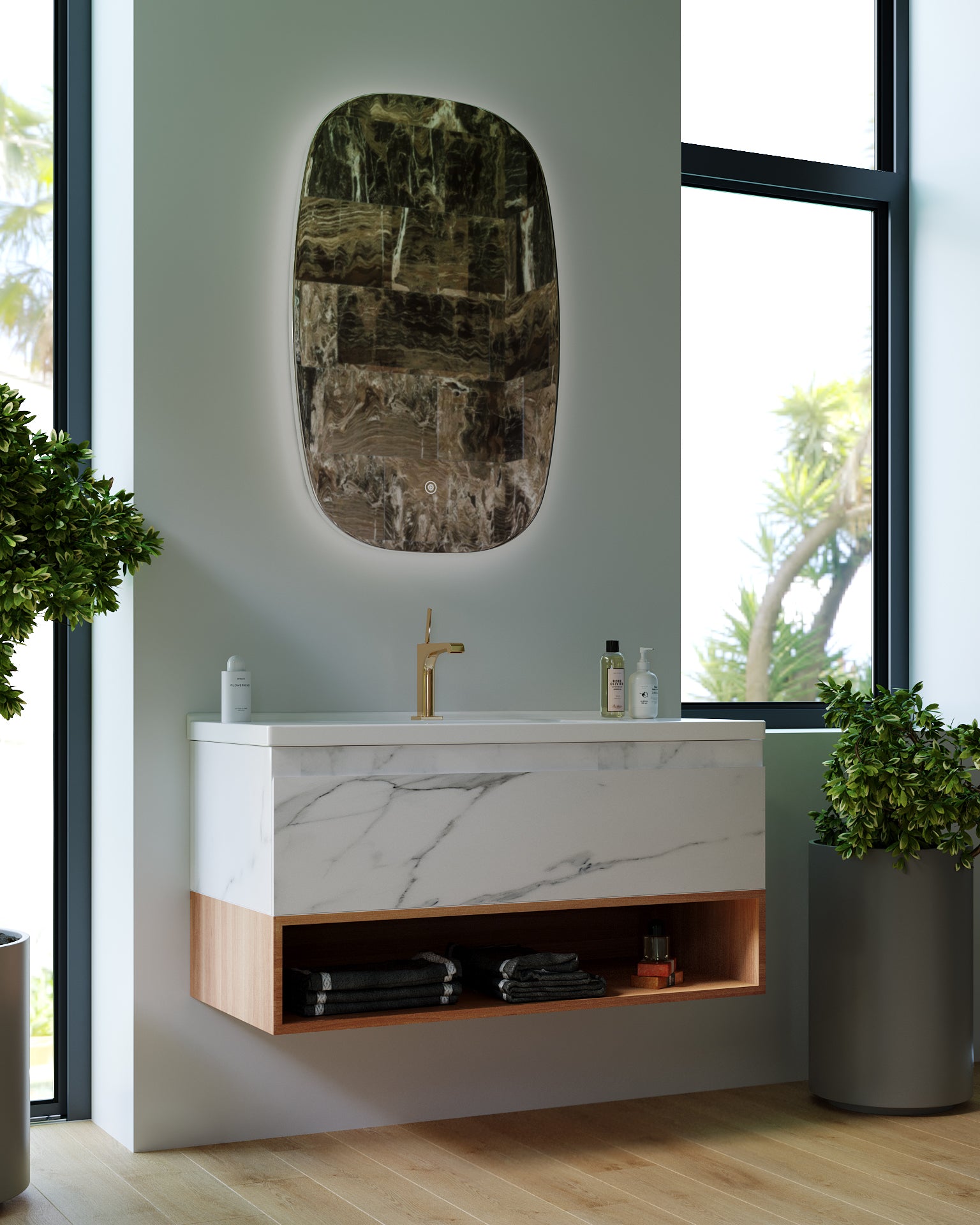 BEL BAGNO ZERO CALLACATTA 1000MM SINGLE BOWL WALL HUNG VANITY AND BASIN