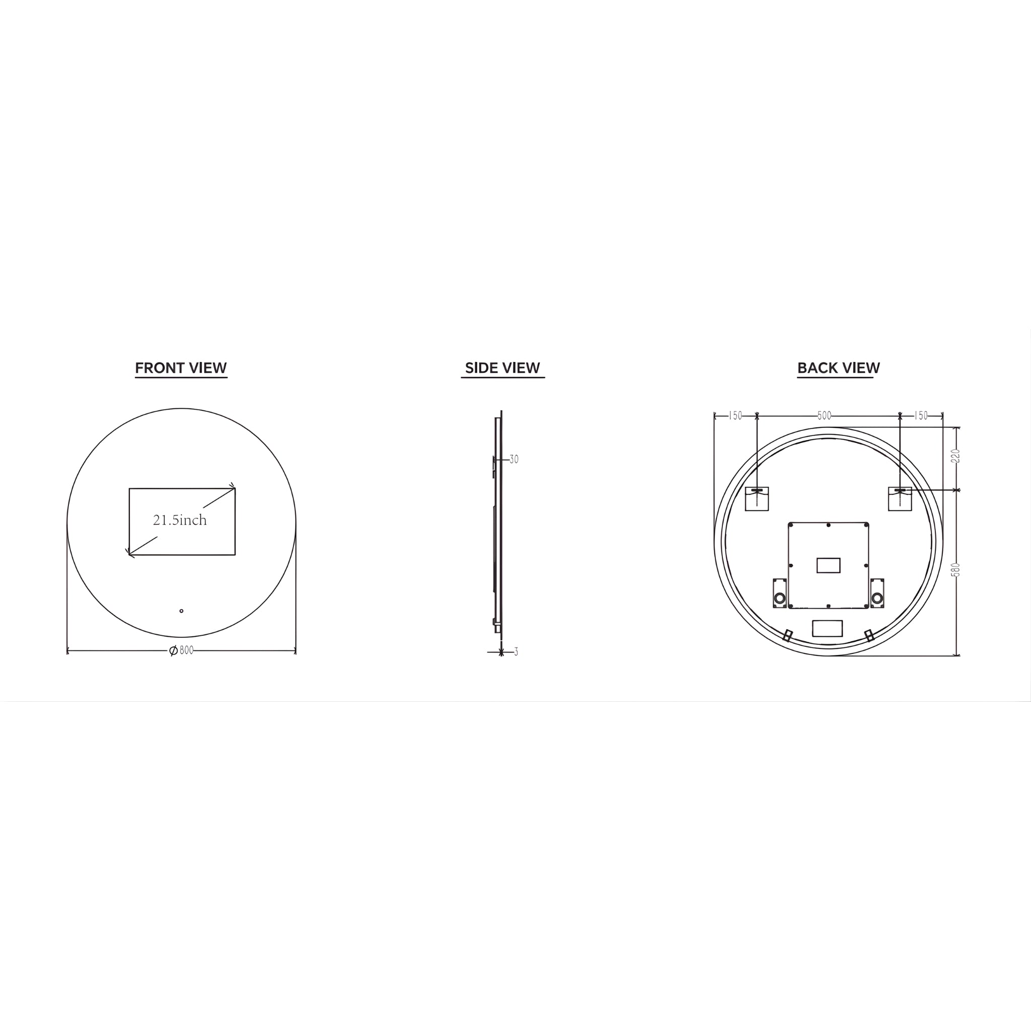 ZUMI DELTA FRAMELESS SMART MIRROR WITH ADVANCED ANDROID SYSTEM 800X800MM