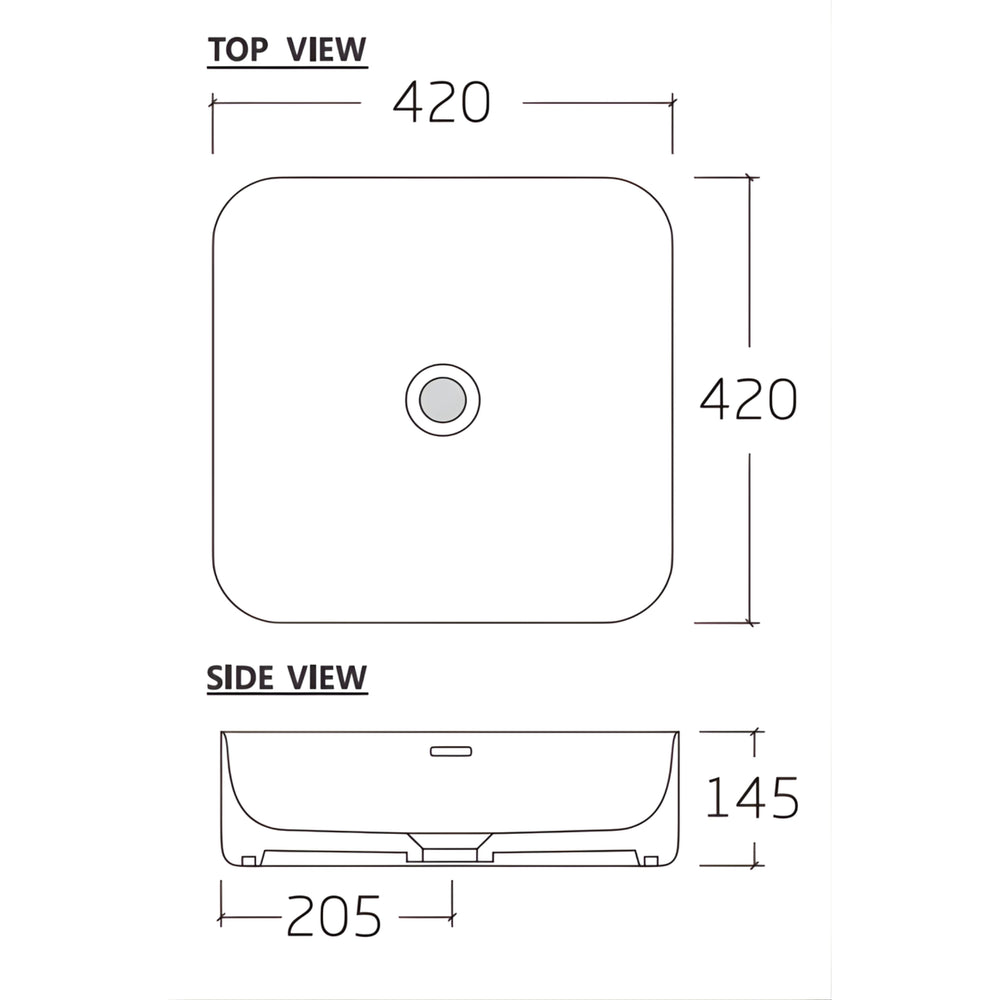 ZUMI VISTA ABOVE COUNTER BASIN GLOSS WHITE 420MM
