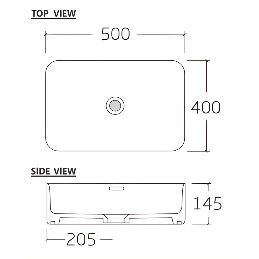ZUMI ROVEEN ABOVE COUNTER BASIN GLOSS WHITE 500MM