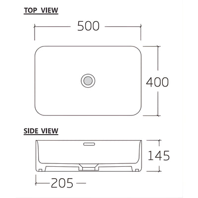 ZUMI ROVEEN ABOVE COUNTER BASIN GLOSS WHITE 500MM