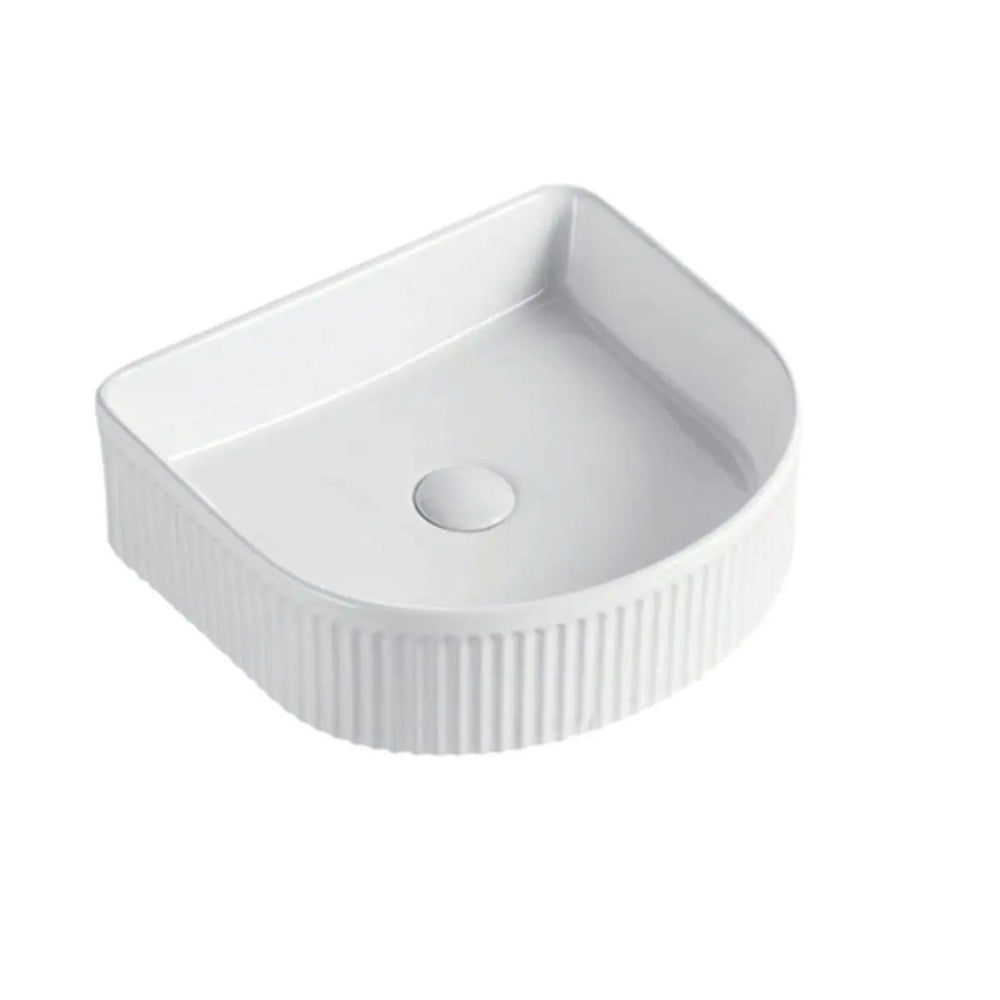 ZUMI LINEA FLUTED ABOVE COUNTER BASIN GLOSS WHITE 415MM