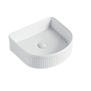 ZUMI LINEA FLUTED ABOVE COUNTER BASIN GLOSS WHITE 415MM