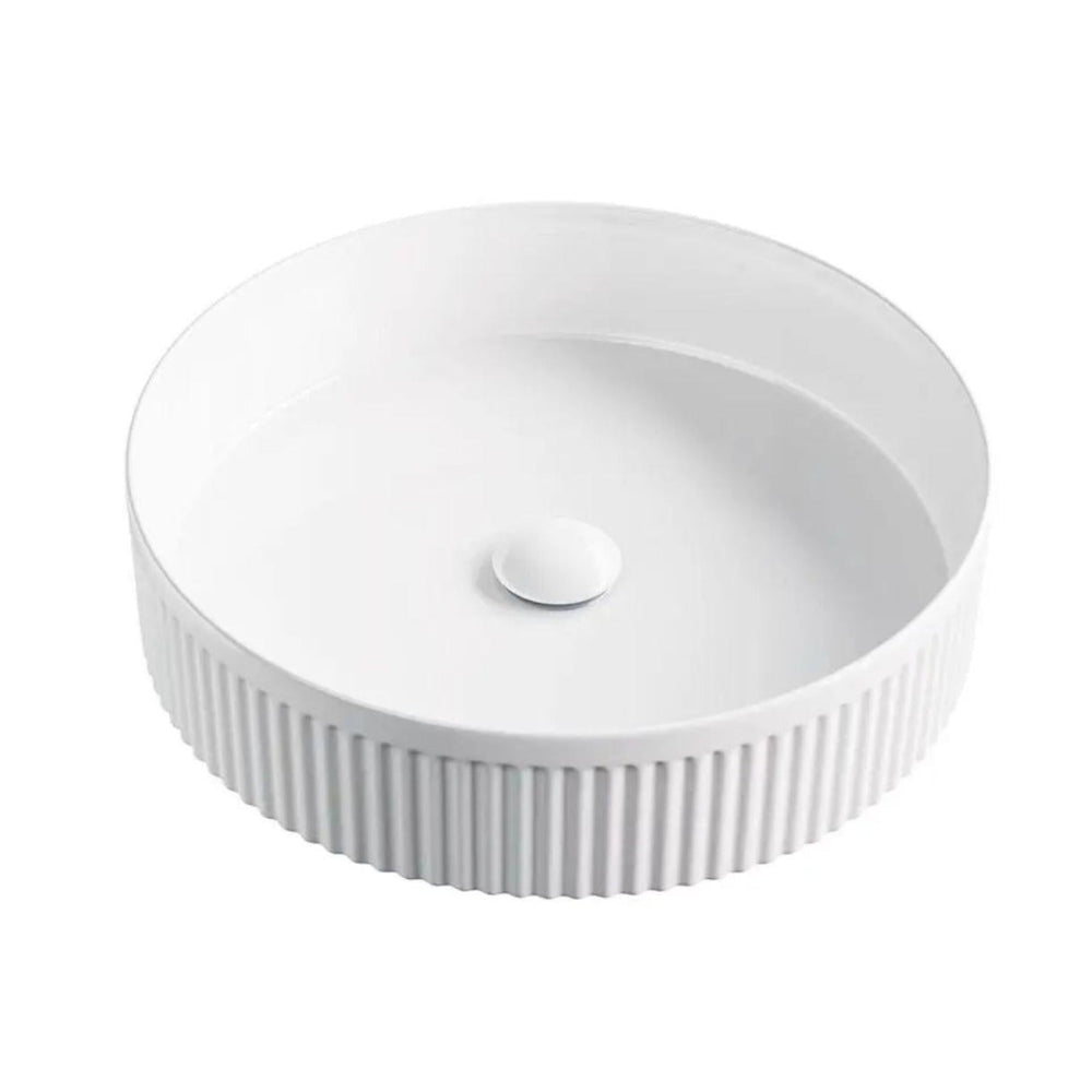 ZUMI CIRCA FLUTED ABOVE COUNTER BASIN GLOSS WHITE 410MM