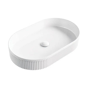 ZUMI LUNA FLUTED ABOVE COUNTER BASIN GLOSS WHITE 580MM