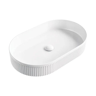 ZUMI LUNA FLUTED ABOVE COUNTER BASIN GLOSS WHITE 580MM