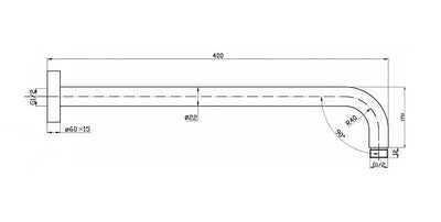 INSPIRE PAVIA WALL ARM ROUND 400MM CHROME