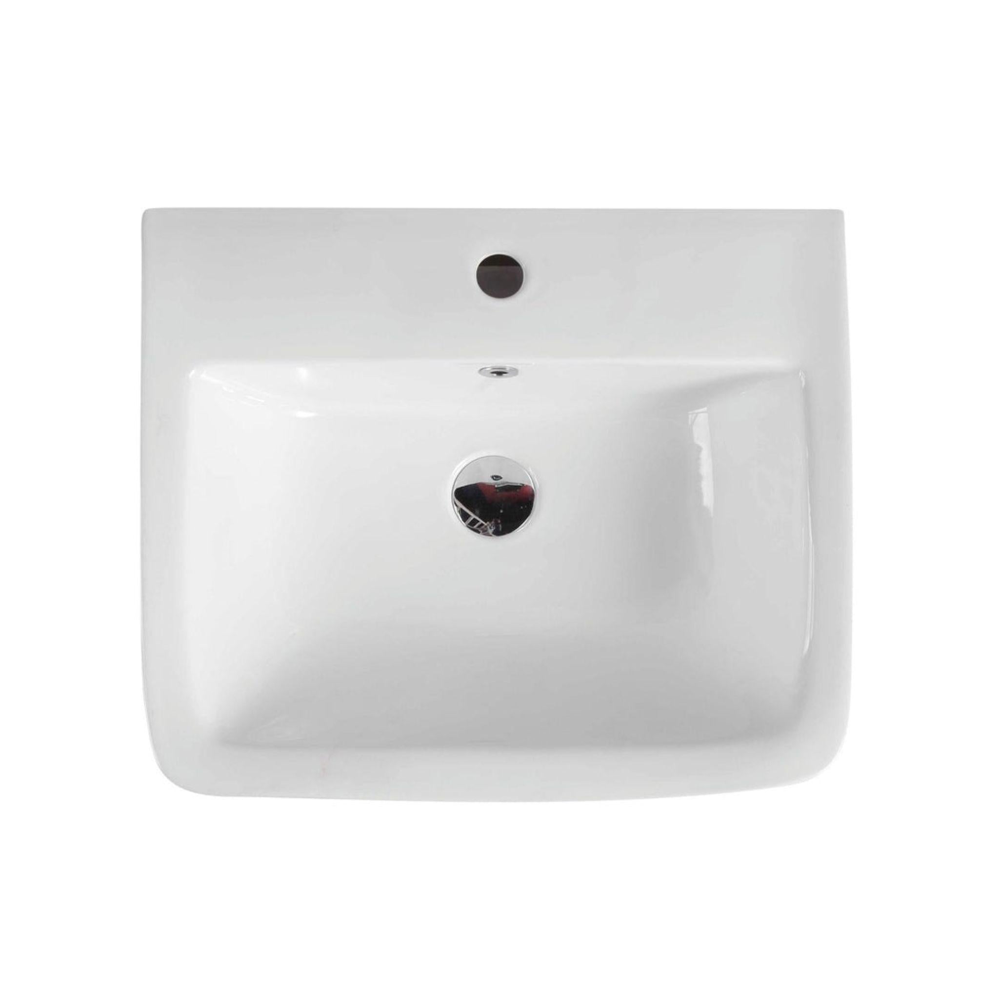 MERCIO ZENTO RECTANGULAR WALL HUNG SEMI PEDESTAL BASIN GLOSS WHITE 530MM