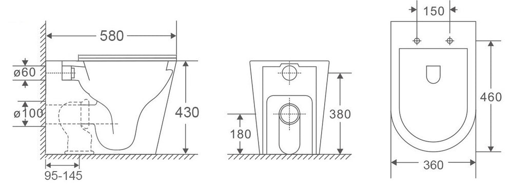 IKON HALI TOILET IN WALL PAN - Technical Diagram